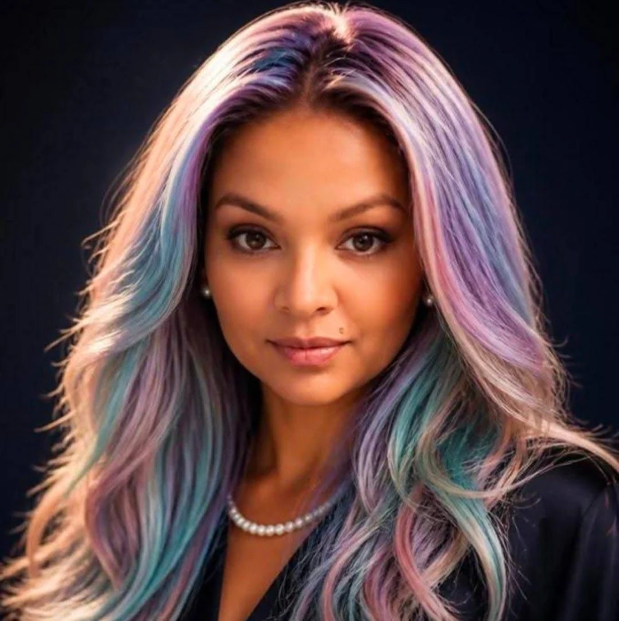 N'Vidia, multicolor-haired N'Vidia Maxima AI artist portrait